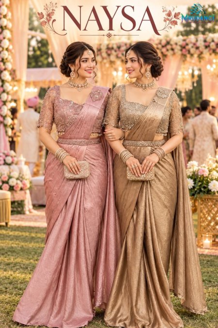 NAYSA By Mrudangi Satin Crush Designer Readymade Saree 